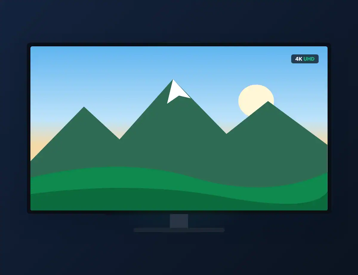 4K TV showing a sharp, colourful mountain landscape with a 4K UHD badge